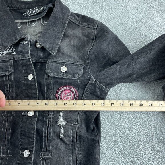 Coogi Black Denim Cropped Jacket With Embroidered Womens M 2502 - Picture 8 of 10